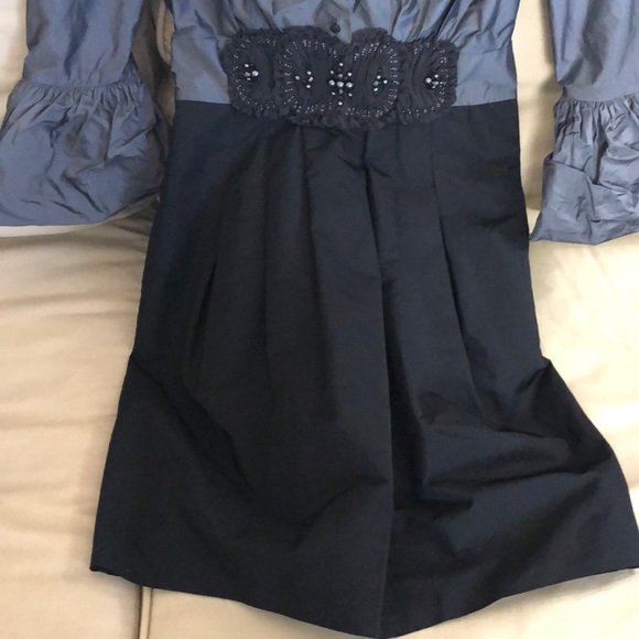 BCBG MaxAzria Taffeta Dress Black/Grey Size 0 - Picture 3 of 7